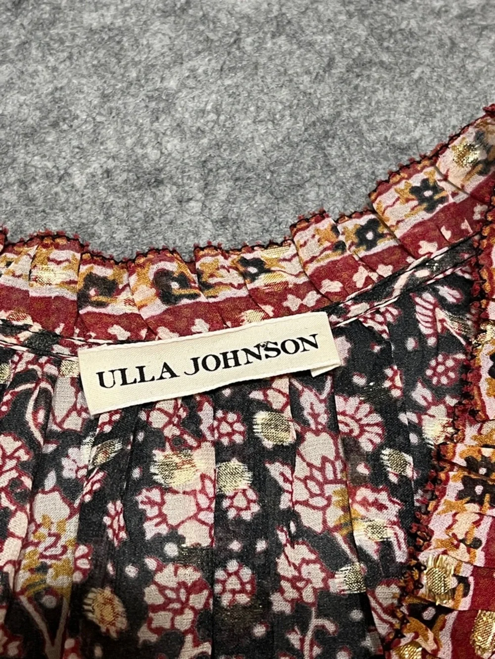 Ulla Johnson Erisa Floral Silk Georgette Metallic Mini Dress - Picture 9 of 9